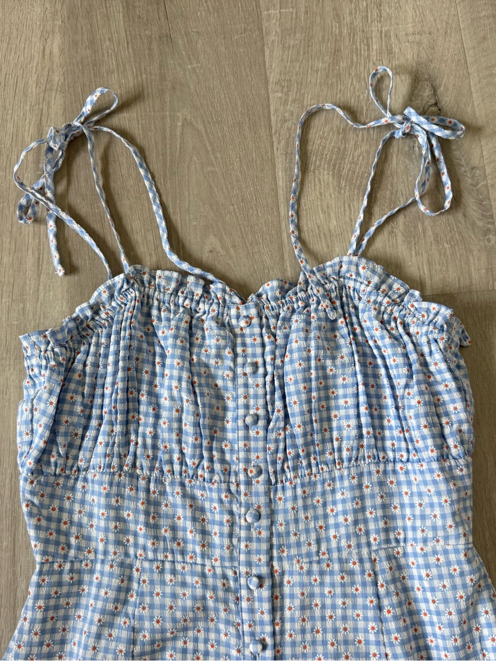 Storia Light Blue Floral Button-Front Sundress size medium - Picture 6 of 10